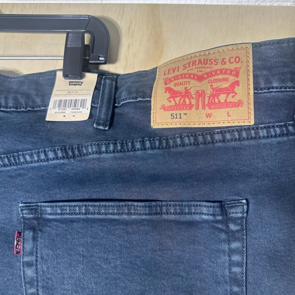 Levis 511 Jeans Slim Stretch Flex Eco Performance 58X 30 Black NWT‎